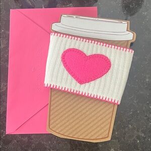Hallmark Signature Mother’s Day Card Removable Coffee Coozy Beverage Wrap Heart